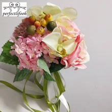 Perfectlifeoh Свадебный букет невесты buque de noiva 24 шт. розы цветок 6 цветов Искусственный невесты Руки держа розы
