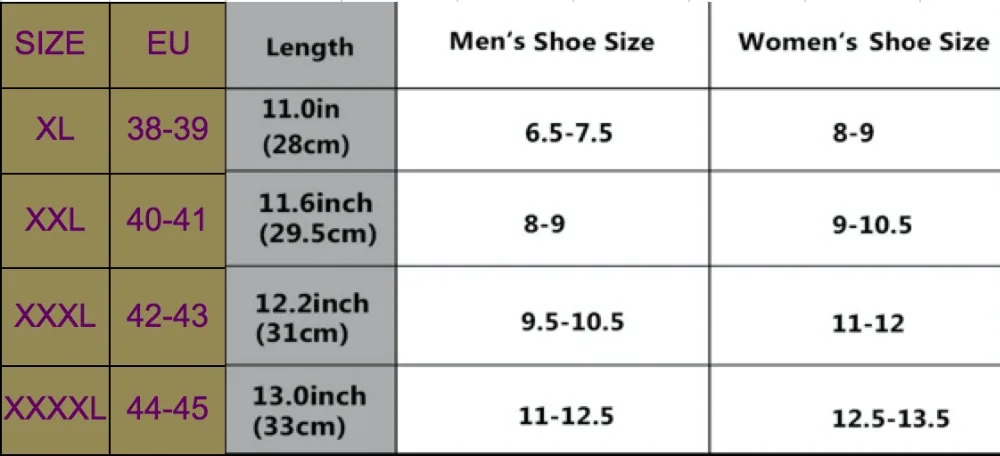Slip-Resistant Overshoes with Excellent Elasticity and Foldable size chart 