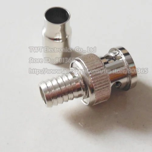 

CCTV RG59 Coax BNC crimp on connector , BNC Male 2pc/set Crimp On Connector for CCTV Security 50qty Free shipping
