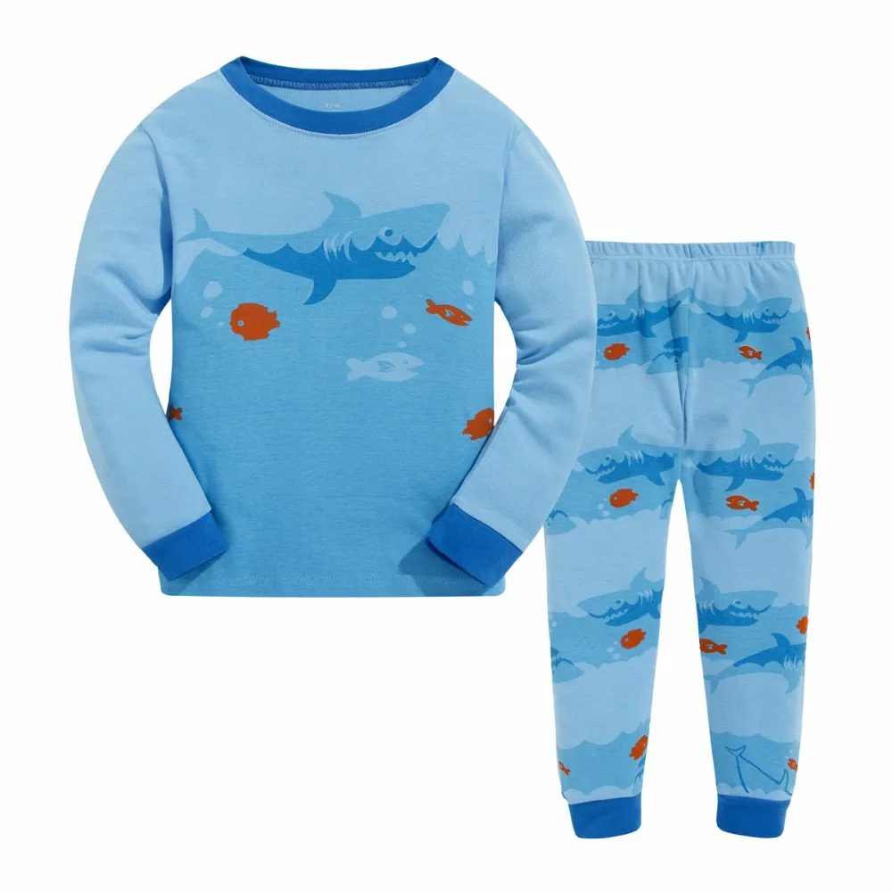 Детский пижамный комплект, пижама с динозавром для мальчиков, хлопок, одежда для сна для девочек, одежда для сна с мультяшным автомобилем, милые пижамы для девочек, детские пижамы