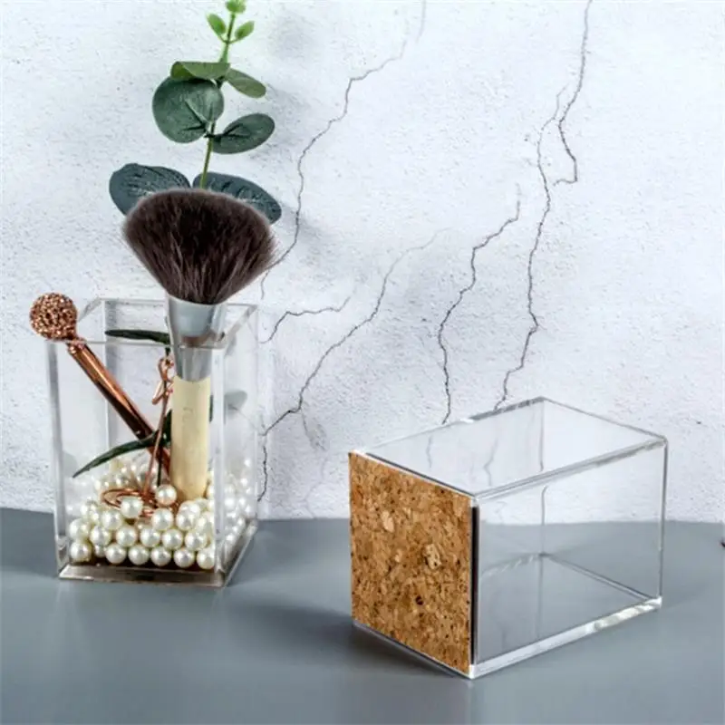 

TOPSTHINK Transparent ACRYLIC pen holder square opening opaque bottom thickness 5 mm pencil hold for desk