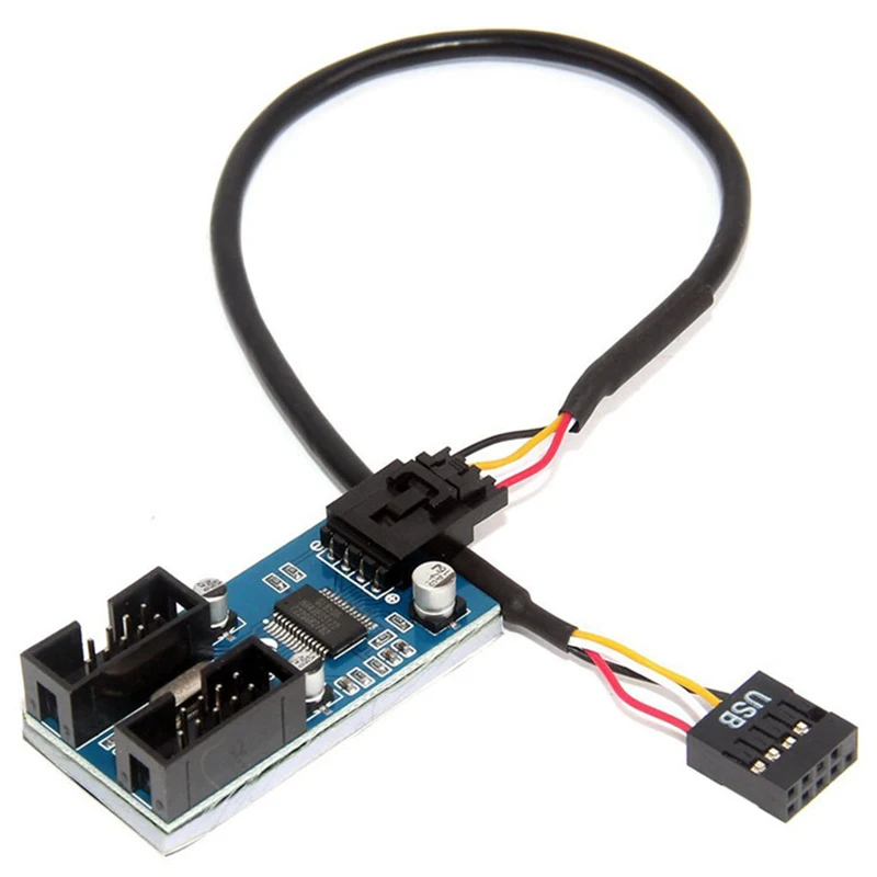 9Pin Motherboard Header To Dual 9 Pin Male Usb Extension Adapter Splitter Cable 4