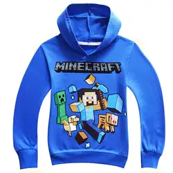 Демисезонный Дети синий пуловер хлопковый свитшот Minecraft костюм косплей Creeper Pattern Детская одежда толстовка подарок для мальчиков