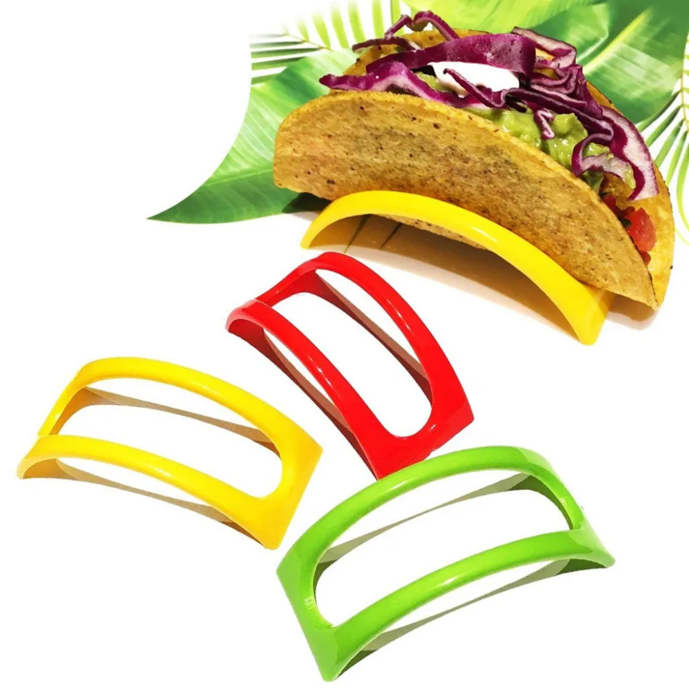 12PCS Colorful Plastic Taco Shell Holder Taco Stand Plate Protector Food Holder 0115