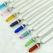 Натуральный камень Титан с украшением в виде кристаллов столб кристалл кварца lapis цилиндр подвески для бижутерии, материал для рукоделия ожерелье Accessories1pc
