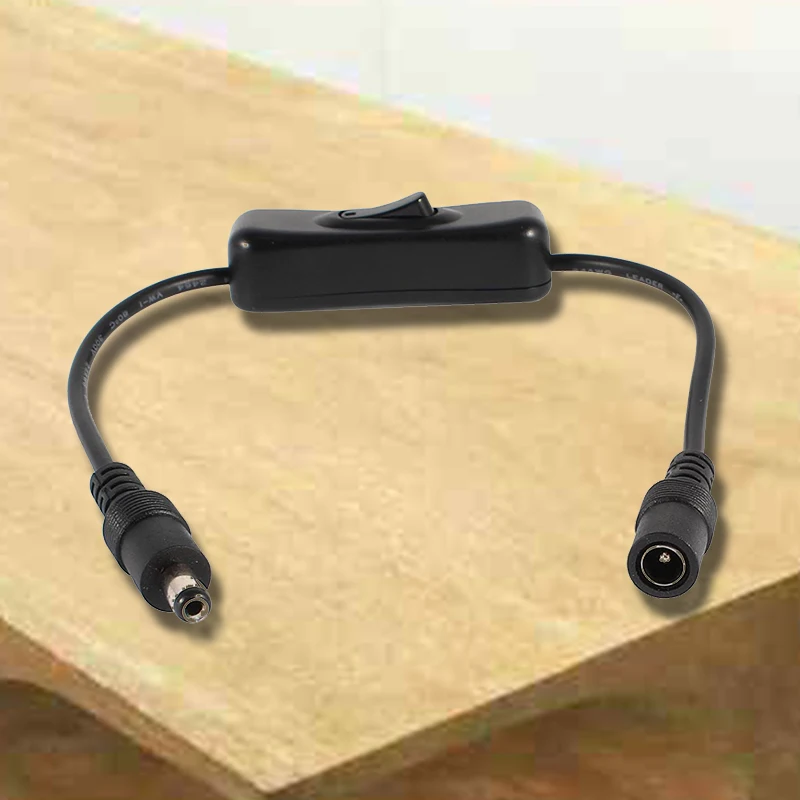 

5.5x2.1mm DC Connector Switch Cord Black for Single Color LED Strip