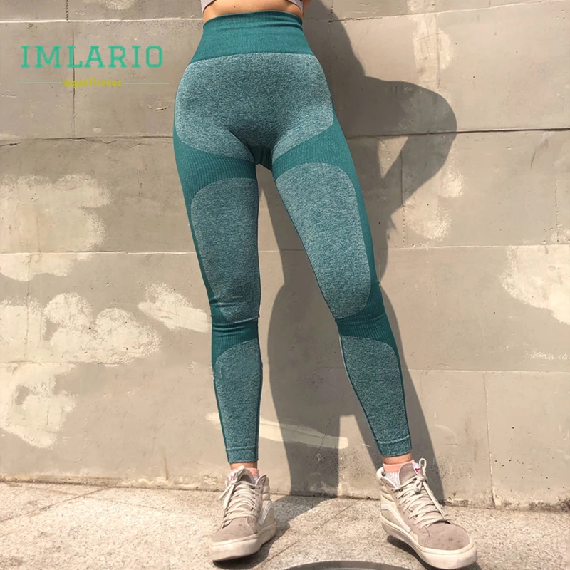 

Color Block Athletic Pants Energy Seamless Yoga Leggings Women High Waist Flex Fitness Workout Tights Push Up Hip Sport Trousers