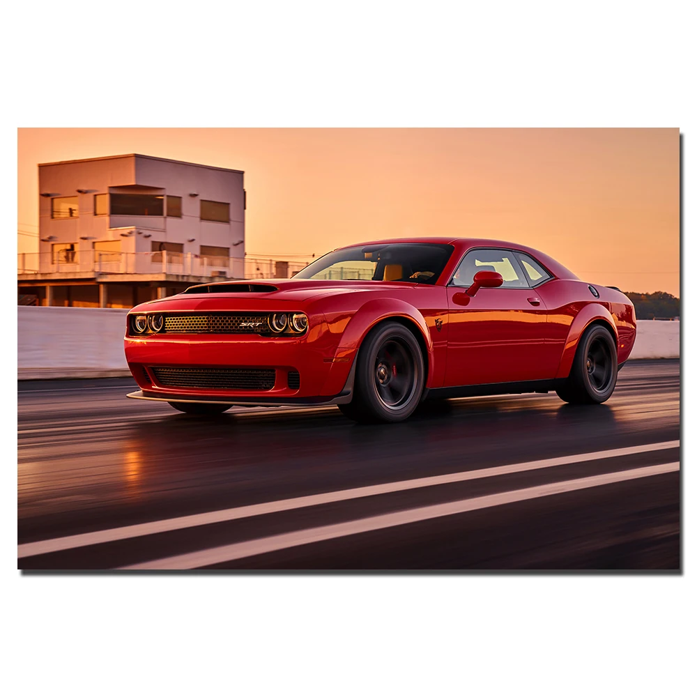 Dodge Challenger SRT демон плакат с суперкаром настенная художественная картина холст
