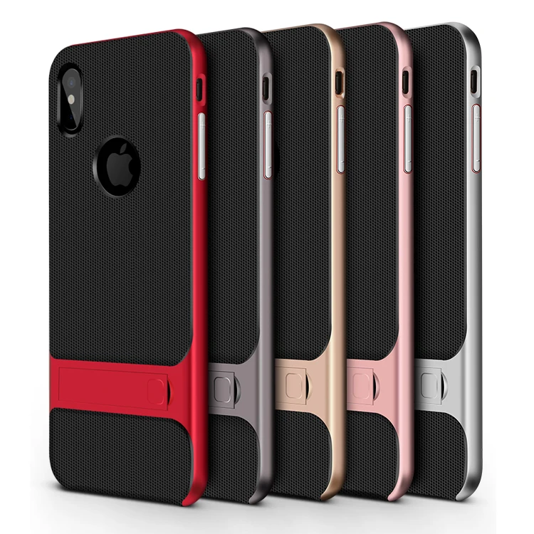 For Apple iPhone XS Case TPU Silicon Hybrid + PC Stand Holder Cover For iPhone X XS Max XR 7 Plus Hard Shockproof Plastic Coques