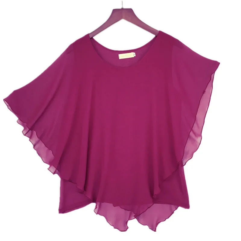 Женская шифоновая блузка с рукавом летучая мышь размеры до 6XL|chiffon shirt|blouses pluscasual