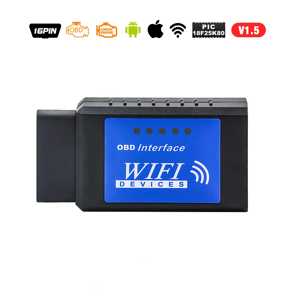 Супер OBD ELM327 wifi V1.5 OBDII OBD2 автоматический диагностический инструмент с чипом PIC18F25K80 ELM 327 Wi-Fi V 1,5 сканер для iOS Android PC - Цвет: Белый