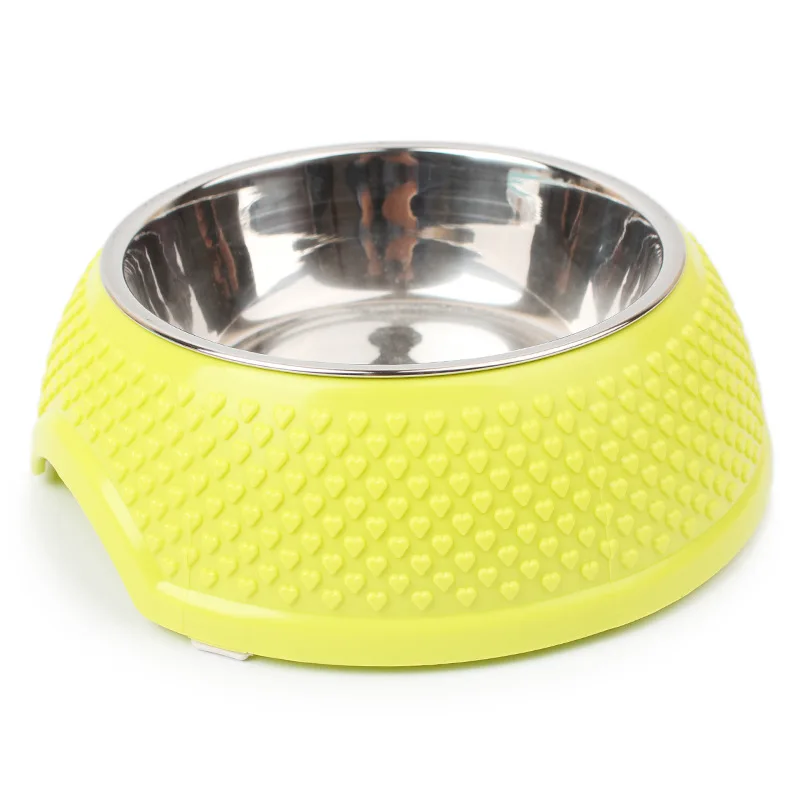 3 Color Pet Dog Cat Bowl Plastic Stainless Steel Pet Feeding Bowl Chihuahua Yorkie Puppy Dog Cat Food Bowl 14*18.5*6cm