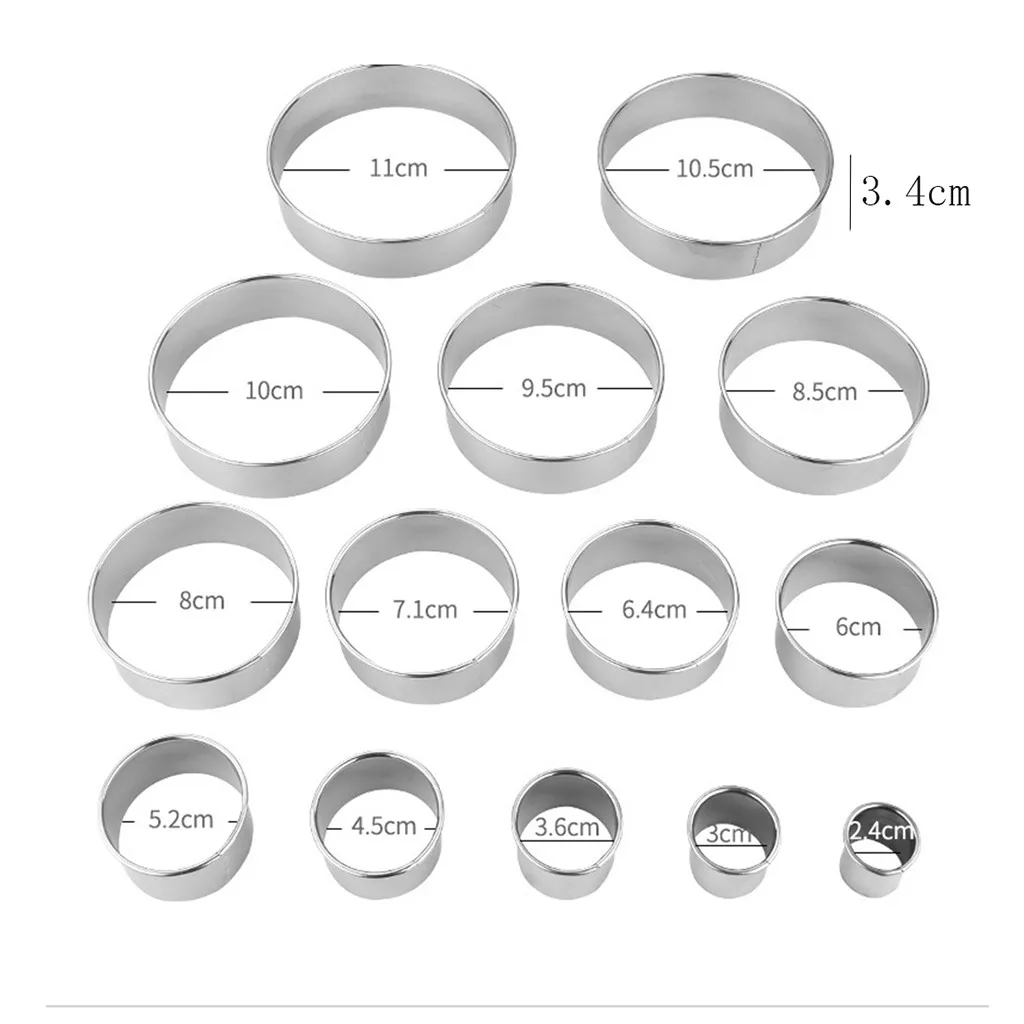 14 шт., форма для печенья из нержавеющей стали, круглая форма для печенья, резак для печенья из нержавеющей стали, для кухни, для столовой