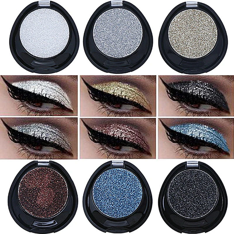6 цветов Shimmer Shine Eye Shadows Palette Новый макияж водостойкая минеральная пудра Черный
