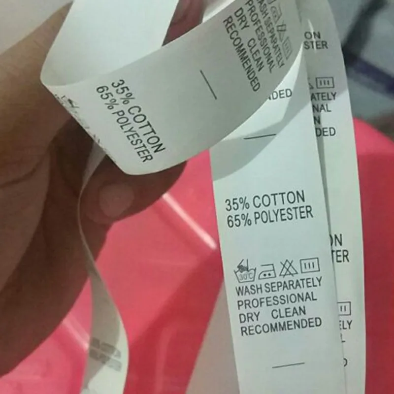 100 PRINTED CARE LABELS Machine Wash Warm.. 1 x 1.5 Nylon Care Garment Labels For Clothing