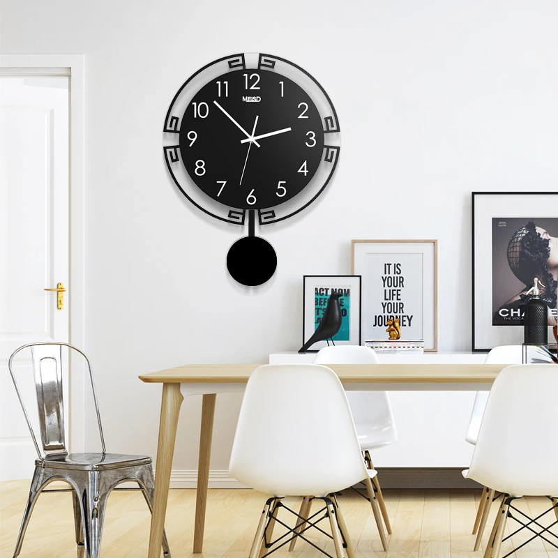 2019 Swingable Large Wall Clock Silent 3D Digital Modern Design Acrylic