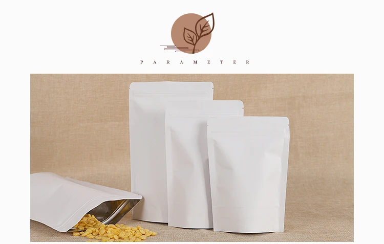1 White kraft paper Aluminum foil bag,standing bag,zipper ziplock bag packaging,sto rage,candy,coffee,biscuit (2)