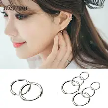 Meaneor, новинка, 3 пары, круглые серьги, обручи для сна, маленькие серьги-кольца, 8 мм, 12 мм, 10 мм, украшения для ушей, рождественский подарок для женщин и девочек