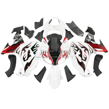 

Pop fairings for Kawasaki ZX10R zx 10r 2007 2006 Ninja black flames 07 06 white fairing kit TP21