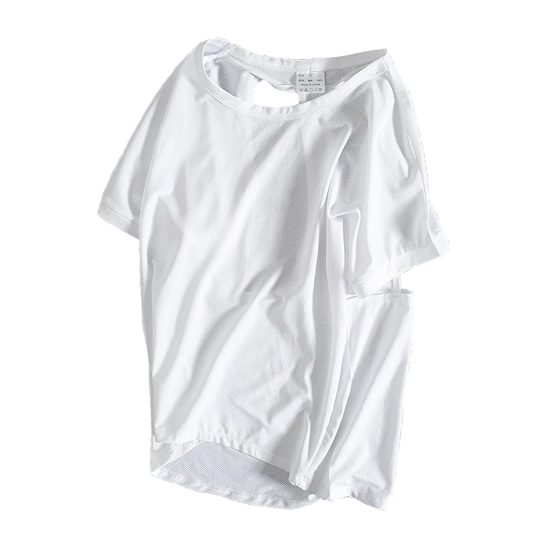 Сексуальные белые спортивные футболки с короткими рукавами для женщин, топ для фитнеса, йоги, Быстросохнущий Топ для спортзала, футболки для бега, одежда