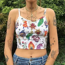 Dulzura, летний женский короткий топ, топы, Топики, одежда с принтом, милая уличная одежда, праздничная Женская Облегающая майка без рукавов с открытой спиной