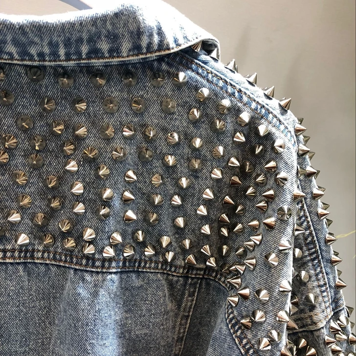 

2018 autumn new Korean women bat sleeve rivet short washed denim jacket female fashion loose casual jean jacket 1853