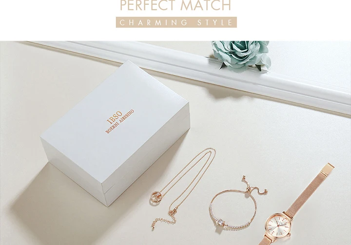IBSO бренд Кристальные кварцевые часы для женщин браслет ожерелье набор наручные часы с металлическим ремешком женские часы в подарочной коробке