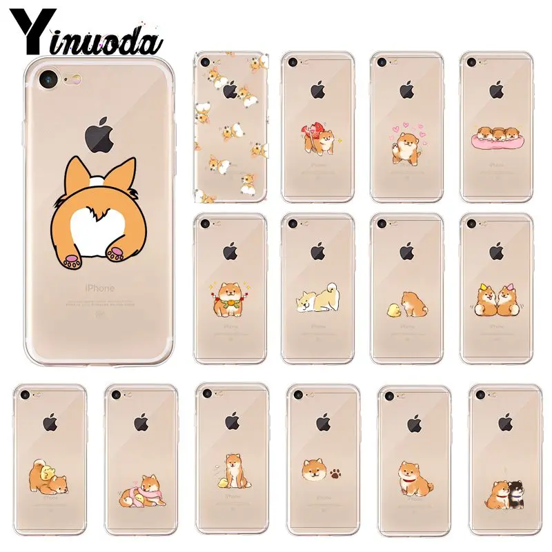

Yinuoda Cartoon Corgi Transparent TPU Soft Silicone Phone Cover for iPhone 5 5Sx 6 7 7plus 8 8Plus X XS MAX XR