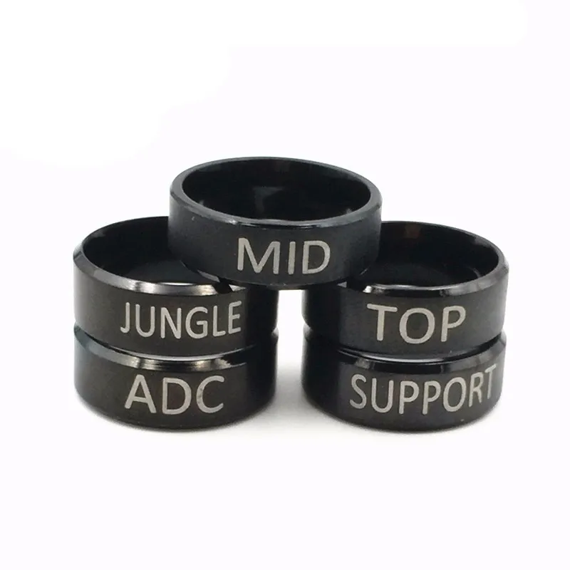

2015 Hot Online Game LOL,DOTA2 Ring Men Stainless Steel Ring ADC TOP MID JUNGLE SUPPORT Ring Size #17,#19