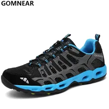 GOMNEAR Spring Men’s Breathable Hiking Shoes Outdoor Antiskid Tourism Trekking Athletic Shoes Lightweight Jogging Sport Shoe Men