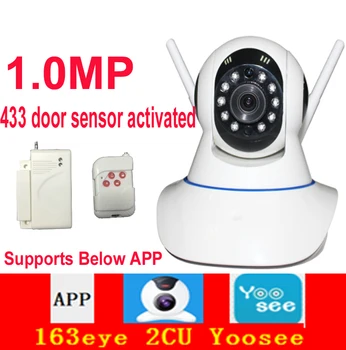 

X8100 1.0MP motion detection wifi camera 720P 433mhz door sensor activated IP camera baby monitor 163eye 2CU yoosee app camera
