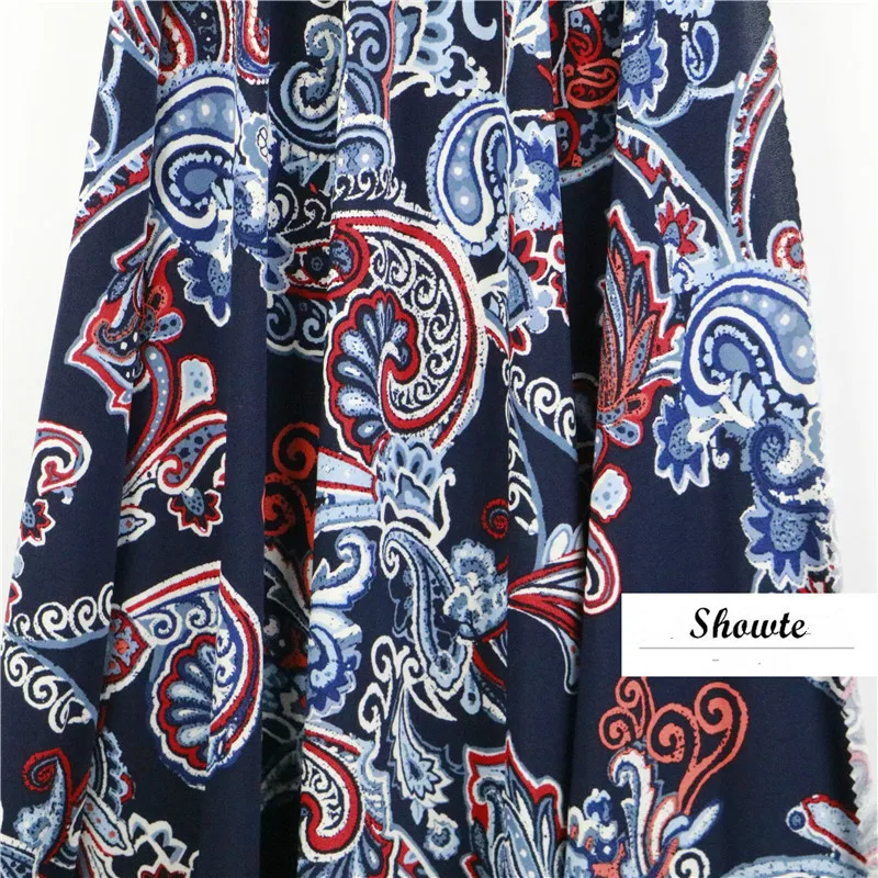 

Fashion printed fabric 158cm wide polyester knit jersey cashew pattern printing autumn and winter women's blouse fabric