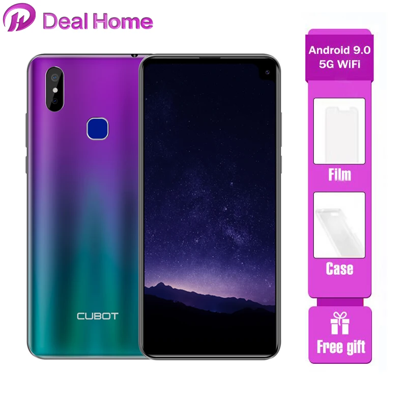 Смартфон Cubot Max 2 6 8 дюйма Android 9 0 19:9 MT6762 восемь ядер 5000 мАч 4 Гб + 64 ГБ задняя камера 6P