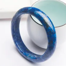 Синий природный драгоценный камень лазурит Для женщин Леди Мода Кристалл Браслеты Внутренний Диаметр 60 мм