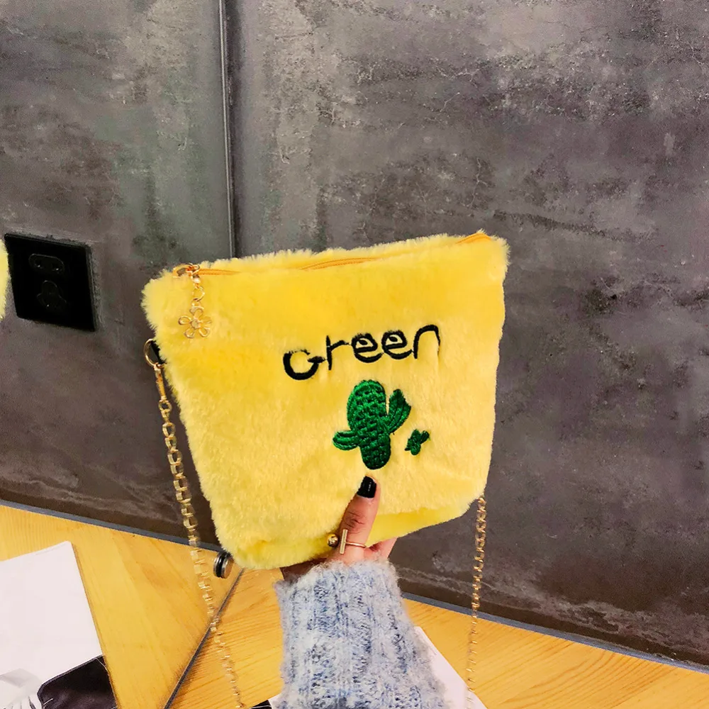 

Kawaii Messenger Bag Cute Plush Cactus Women Shoulder Handbag Casual Plant Chain Crossbody Bags Purse Sac A Dos bolsas feminina