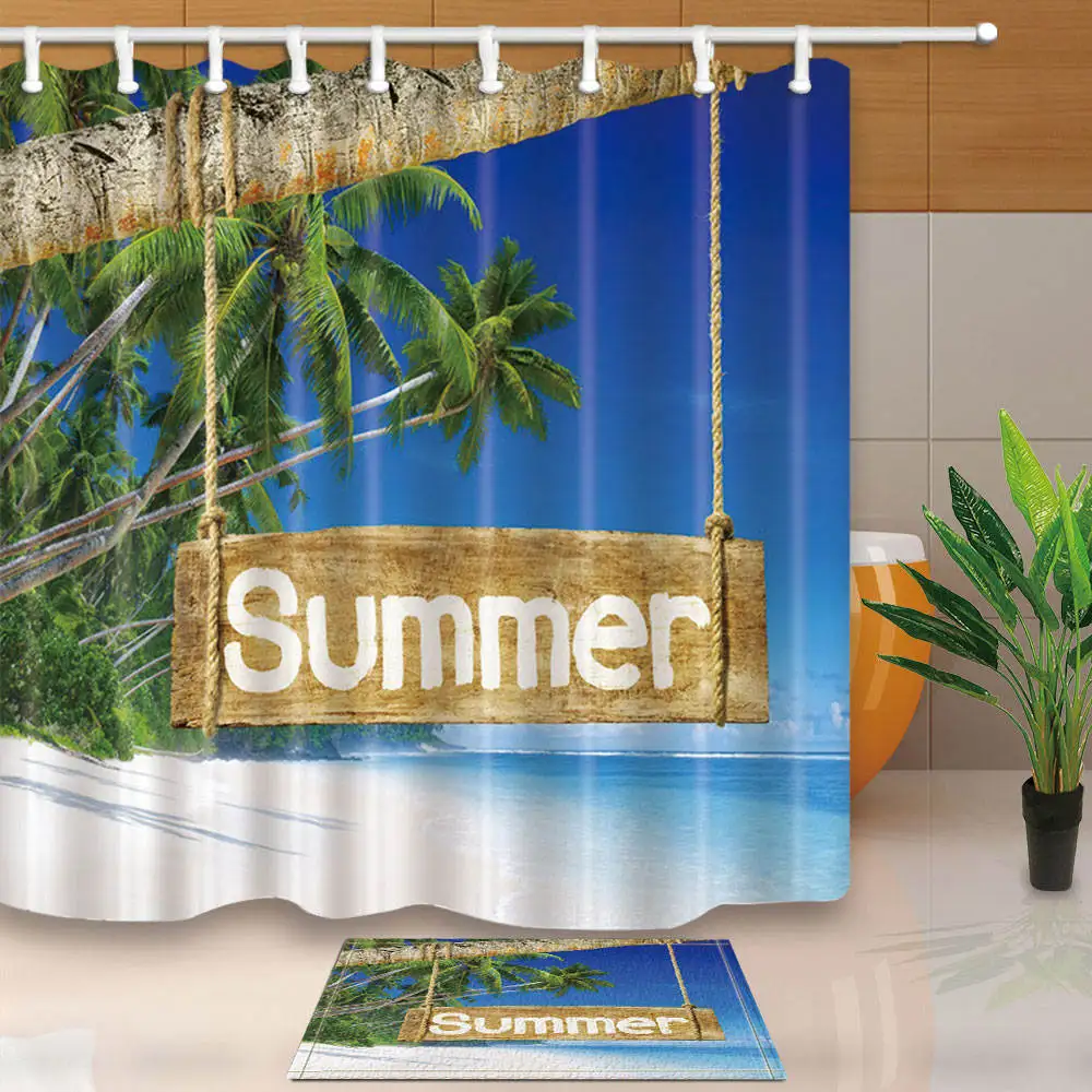Seaside Shower Curtains New and High Quality Bathroom Curtain