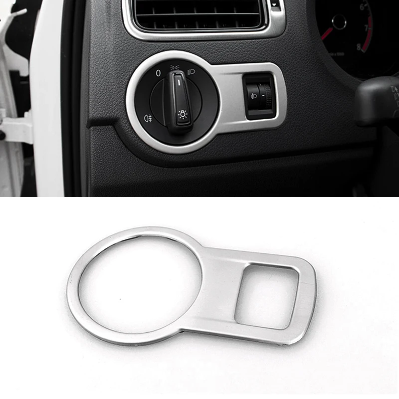 

Car Styling Stainless Steel Headlight Switch Button Sequins Dedicated Interior Chrome Trim Cover For VW Polo 2014- 2016