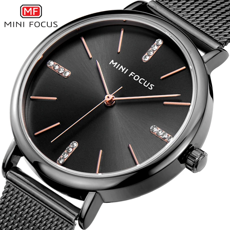 MINIFOCUS Black Woman Watches 2019 Brand Luxury Women Watches Waterproof Casual Ladys Watch Fashion Wristwatches Montre Femme