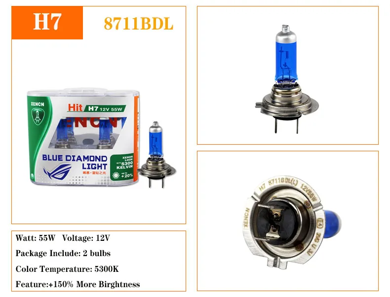 XENCN 12V холодный белый автомобильные галогенные лампы H1 H3 H4 H7 H8 H9 H10 H11 H13 H15 H16 HB1 HB3 HB4 HB5 880 881 9012 9005 9006 H8B H9B