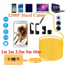1200P HD Adjustable 8 LEDs WiFi Endoscope camera 8.0mm IP68 Hard Cable 1M 2M 3.5M 5M 10M for iOS for Android for Windows