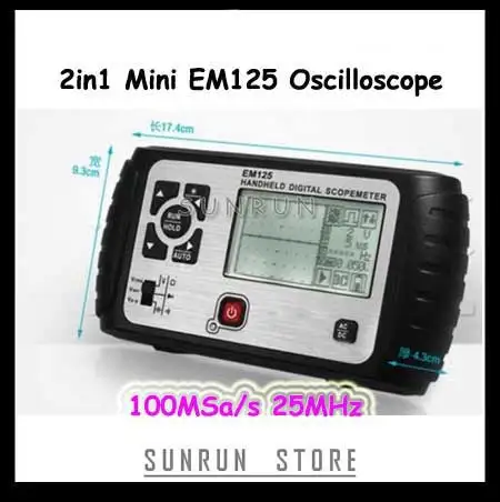 

2 in1 Multifunction Oscilloscope 25MHz Multimeter Digital Handheld Scopemeter Voltmeter Ohmmeter Capacitance EM125