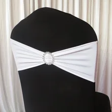 200 шт Белый дешевый спандекс лайкра ремешок для стула с пластиковой пряжкой эластичная лента для стула