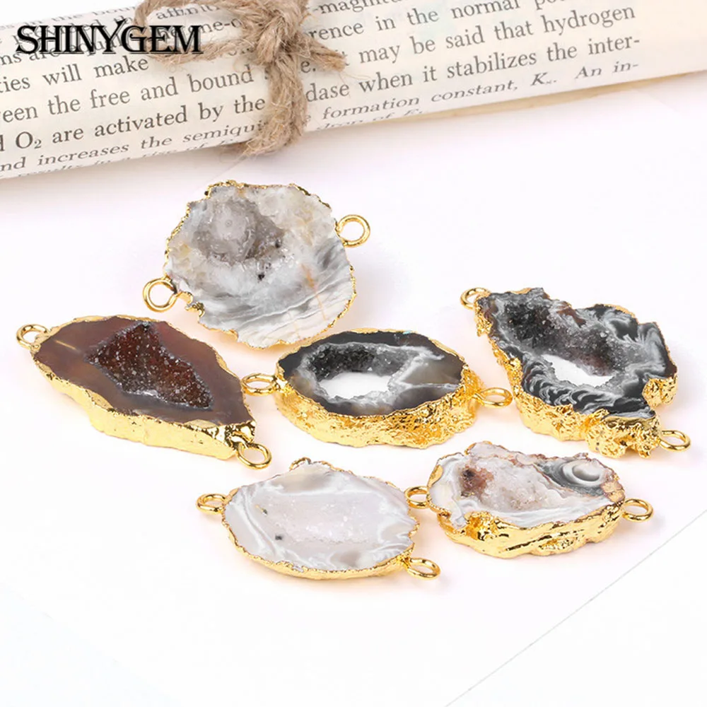 ShinyGem черная и коричневая подвеска-Агат позолота нерегулярные бразильские Агаты натуральный камень подвеска-Маятник для изготовления ювелирных изделий 1 шт