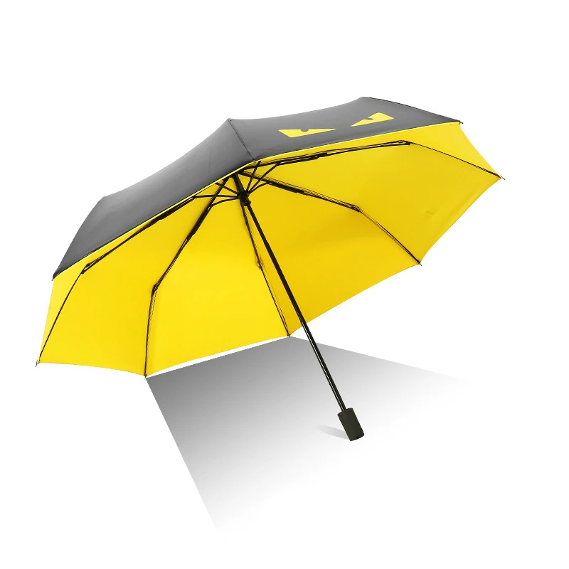 

Folding umbrella UV protection Sun protection Three-folding Umbrella Cartoon Black Coating Small Black Umbrella