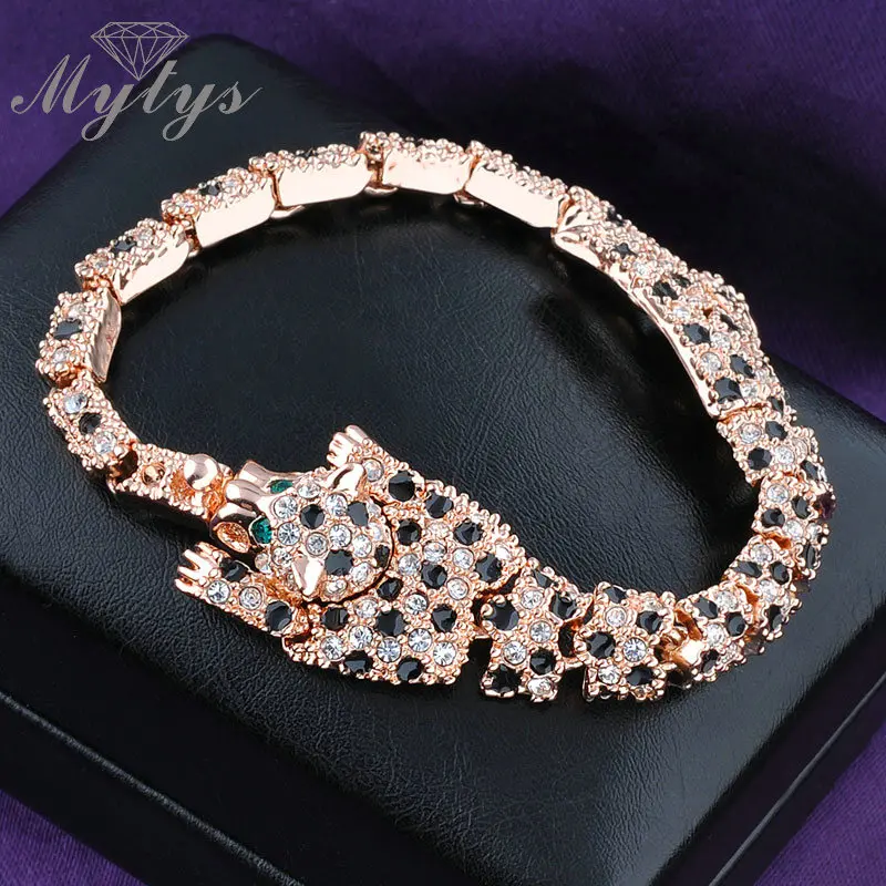 

Mytys Hot Leopard Animal Crystal Link Bracelet GP jewelry for Women B308 B313 B501