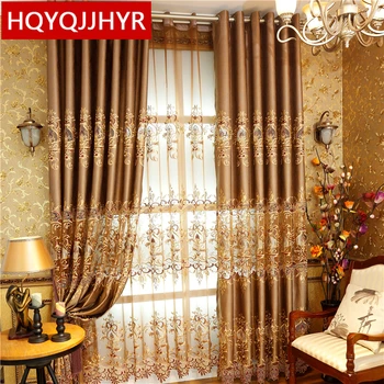 

2019 New European luxury chenille embroidery shade Living room Floor Curtains luxury villa decoration luxury Bedroom Curtains