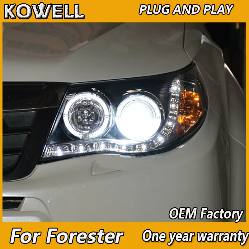 KOWELL Car Styling For Subaru Forester 2008 2012 Headlights LED Headlight Angel Eyes DRL HID
