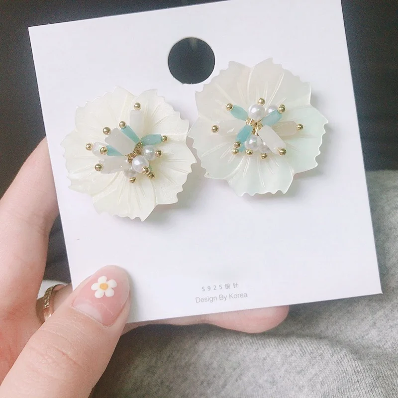 MENGJIQIAO корейский Япония элегантный корпус цветок серьги гвоздики для женщин Кристалл Pendientes Праздник ювелирные изделия партии