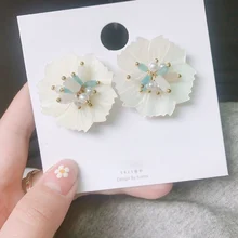 MENGJIQIAO корейский Япония элегантный корпус цветок серьги гвоздики для женщин Кристалл Pendientes Праздник ювелирные изделия партии