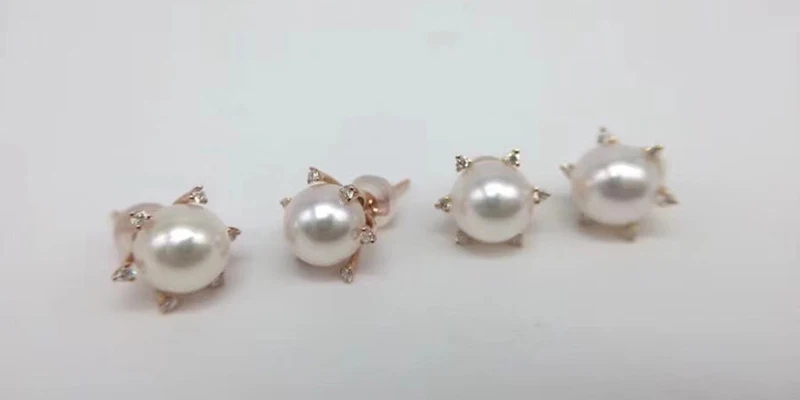 Sinya G18k AU750 Gold stud earrings for women girls Mother with 7.5-8mm southsea Pearls Fashion design high quality Hot! (4)